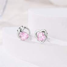 1 paire de boucles d'oreilles élégantes et de luxe en argent sterling S925 avec zirconias roses et verts. Convient comme cadeau pour les banquets, les fêtes, les mariages, les anniversaires et la Saint-Valentin pour les femmes.
