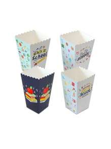 2 Peças Bandejas de Pipoca de Volta às Aulas com Elemento de Papelaria - Caixa de Doces Perfeita para Noites de Cinema, Aniversários, Casamentos e Comemorações Feriados - Recipientes de Lanche de Papel Durável para Doces, Lanches (Estilos Variados) Suprimentos Escolares Volta às Aulas Itens Essenciais Escolares Coisas de Escola