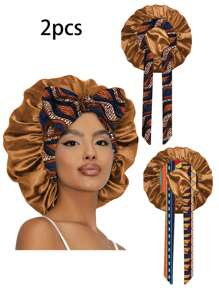 1/2/3 Stücke Elastische Satinsatin Schlafmütze/Make-up-Duschhaube/Tägliche Haarkappe für Frauen, Seide Satinkappe