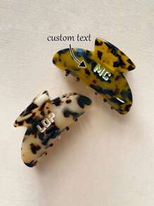 1pc Leopard Print Cute PVC Plastic (Polyvinyl Chloride) Custom Name Hair Claw, Personalized Tortoise Shell Acrylic Clip, Customized Monogrammed Claw Clip Hair Clip, Wedding Hair Accessories