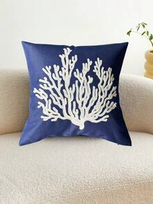 All Seasons Seaside Style Outdoor Waterproof Fabric Coral Embroidery Pillow Cover For Home Decor - Navy Blue - View 7