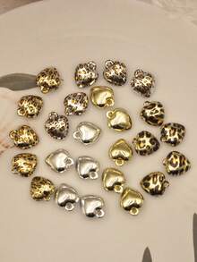 2/6/20pcs Fashionable Minimalist Leopard Print Heart Shaped DIY Pendant, Suitable For Making Women's Earrings, Necklaces, Phone Chains, Bag Charms, Chains, Suitable For Making Valentine's Day Gifts, Holiday Gifts, Gold Leopard Print Heart Pendant, Silver Leopard Print Heart Pendant, Suitable For DIY Jewelry Accessories, Halloween, Christmas - Leopard - View 7