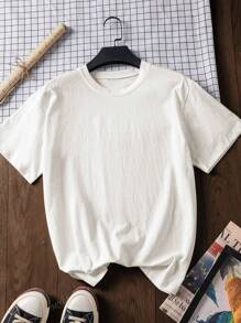 Maglietta ampia da donna per l'estate, stampa con scritta "NOT IN THE MOOD", 100% cotone, maniche corte bianche, maglietta grafica