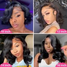 200% Density Glueless Human Hair Wig Body Wave Short Bob 13X4 Frontal Lace Wig For Women Pre Plucked Grade Breathable Lace Natural Hairline Simple Wear Natural Look Brazilian Party Date Vacation Cosplay Rainbow Festival