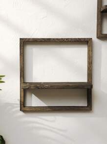 1 pieza Estantería flotante de madera rústica - Marco cuadrado, adecuada para la decoración del hogar diaria, perfecta para exhibir decoraciones navideñas, plantas o fotos, decoración de pared estilo granja para la sala de estar, dormitorio u oficina, decoración para el hogar, decoración de la habitación, decoración de pared