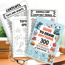 How To Draw Anything: 300 Drawings Of Adorable Things, Animals, Food, Gifts | Book For Kids,Back To School,School Supplies - Blue - View 2