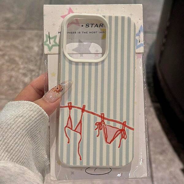 1 stuk TPU-materiaal schattig gestreept bikinipatroon telefoonhoesje compatibel met iPhone/