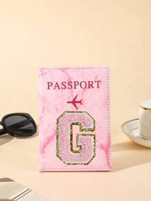 1 chiếc Vỏ hộ chiếu du lịch chữ A-Z, Vỏ hộ chiếu họa tiết PU có thiết kế bản đồ, Vỏ hộ chiếu màu hồng, Vỏ hộ chiếu cho chuyến công tác - Hồng - Xem 22