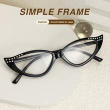 1pc Fashion Cat Eye Small Frame Reading Glasses, Rhinestone Designed Stylish Personalized, Gradient Color Frame, High-End And Elegant Women Reading Glasses - Red - View 2