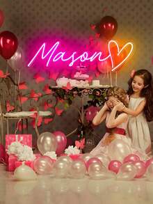 1pc Customized LED Neon Light Sign, Personalized Neon Sign Gift, Neon Name Sign, LED Neon Light Custom Sign, Customizable Neon Light Sign For Wedding Decor, Personalized Neon Light Sign Wedding Birthday Gift, Neon Light Logo Sign, Bedroom Neon Light Sign, Wall Decor, Home Decor - Multicolor - View 4