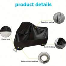 1pc 190T Taffeta Silver Cloth Motorcycle Cover, Dust-Proof Outdoor Protective Cover Fits Motorcycles & Bicycles
