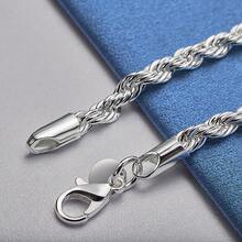 925 Sterling Silver Plated Twisted Rope Chain Bracelet Fashion Unisex Jewelry Ideal Gift For Adults - Elegant Silver Finish