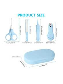 1-Set Nail Care Kit With Storage Box - Includes Nail Clippers, Scissors, Tweezers, Nail File, Safety Clippers - Light Blue, Ideal For Travel & Home Use, Travel Nail Kit|Sleek Nail Care|Secure Storage Case