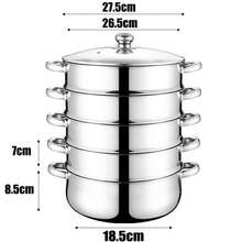 5-Layer 28cm Food Steamer - Stainless Steel Pot For Dumplings Rice Veg Cooking - Silver - View 1