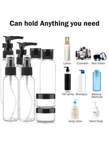 11件套TSA认证防漏旅行洗漱用品瓶套装，带透明收纳袋 - 男女通用，适用于洗发水、乳液和护肤品 - 彩色 - 查看 5