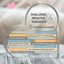 1件，心理健康礼品，积极康复，自我保护，鼓励礼品，鼓舞人心的心理健康名言，自我关注，心理健康，心形亚克力牌匾标志，心理健康礼品，男女通用亚克力牌匾标志 - 彩色 - 查看 4