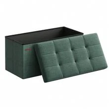 SONGMICS 30 Inches Folding Storage Ottoman Bench, Storage Chest, Foot Rest Stool, Bedroom Bench With Storage - Dark Green - View 2