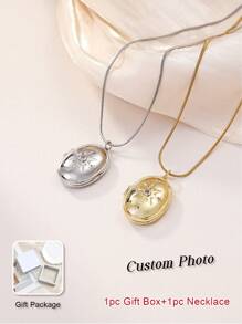 Customized Oval Photo Locket Necklace, Personalized Necklace For Women, Suitable As Birthday, Thanksgiving, Mother's Day, Graduation Gifts, Gift For Mom, Gift For Friends