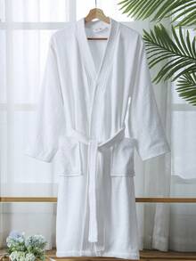 1pc Bathrobe, Unisex Adult Sleepwear, Suitable For Hotel, SPA, All Seasons, Absorbent & Quick Dry, Loose Fit, Multiple Colors, Minimalist Design, Bathroom & Home Essentials Summer Wedding Home Bathroom Decor Back To School - Multicolor - View 36