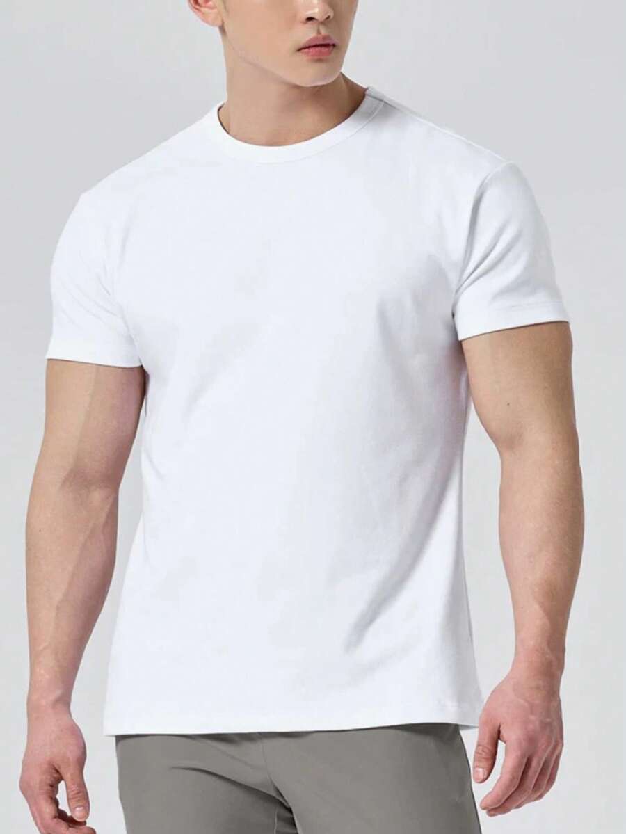 Plain Basic Short Sleeve T-Shirts 100% Cotton 30.1 Thread Count Combed - Pure White - View 1