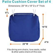 Local Delivery- Outdoor Cushion Slipcovers Waterproof 4 Pack Patio Chair Seat Cushion Covers With Zipper And Tie, 22 X 20 X 4 Inch, Replacement Cover Only - Navy - View 9