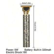 1入組t9 Usb電動男士理髮器,abs材質機身,合金刀頭,充電式美髮修理器,適合一般或柔軟的頭髮