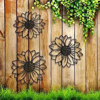 1pc Metal Sunflower Wall Art, Rustic Garden Decor, Outdoor Fence Hanging, Home Living Room Bedroom Patio Porch Ornament, Requires No Power