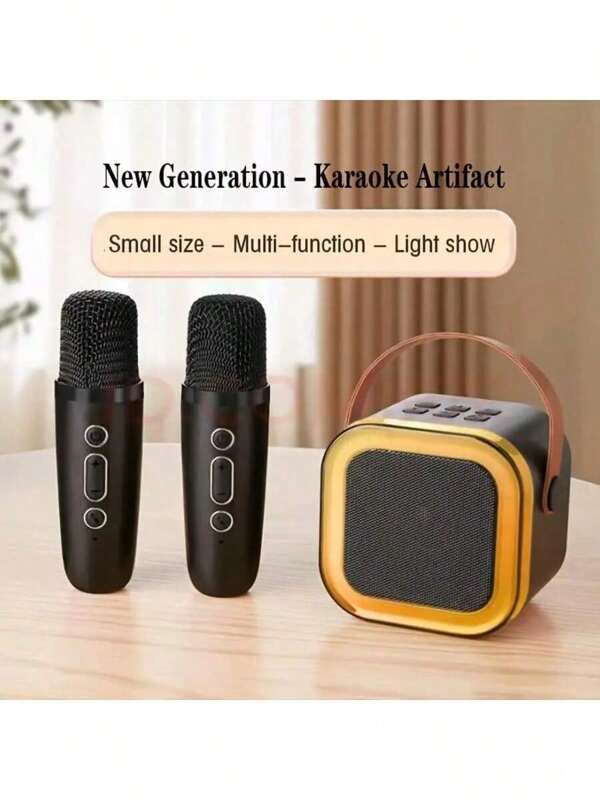 مكبر صوت كاريوكي لاسلكي محمول مع ميكروفون لاسلكي ، نظام مكبر صوت stereo عالي الجودة ، مكبر صوت لاسلكي مزود بأضواء LED ملونة RGB ،معدّل للصوت ، آلة كاريوكي للاستخدام الخارجي والرياضة والسفر ، هدية ممتازة لحفلات المنزل وأعياد الميلاد