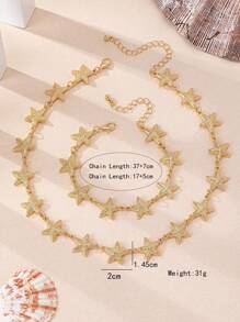 2 Peças Conjunto de Pulseira e Colar Temático de Praia Oceano Elegante e Versátil, Adequado para Uso Diário de Mulheres