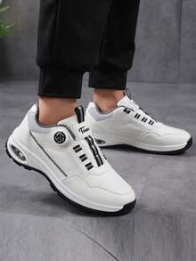 Men's 2025 New Low-Top Round Toe Rotary Button Design PU Leather Waterproof Anti-Oil Casual Leather Shoes, Fashion Versatile Daily Commute Soft Comfortable Men's Sneakers With Air Cushion Shock Absorption For Workout, Running, Walking