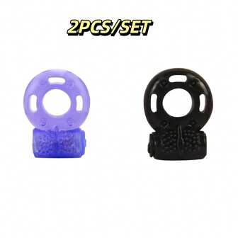 2pcs Men's Butterfly Vibration Penis Ring , 2 Pcs Blue + Black Set Reusable  Men Erection Vibration Cock Ring Adult Sex Toy