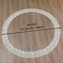 1pc Premium Transparent Thin PVC Tablecloth With Beige Lace Big Flower Edge, Round, Elegant & Practical For Party, Wedding, Birthday, Christmas And Daily Use, Size Options: 59.0/70.9/78.7 Inch