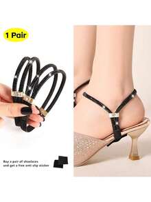 1 Pair Women High Heels Anti-Slip Lace-Free Shoelaces Fixed Buckle Rhinestone Decorative Shoe Accessories - Multicolor - View 6