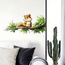 Whimsical Squirrel Climbing Tree Window Sticker - Self-Adhesive PVC Decal For Home Decor, Decorative Art Animal Print Design, Irregular Shape Disposable Sticker, Living Room Decor | Nature Style Decor, Squirrel Decor