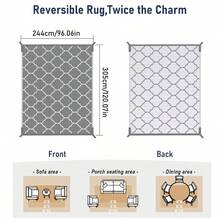 Outdoor Rugs Easy Clean, Reversible Mats, Outdoor Area Rug, Plastic Outside Carpet, Eeometric Rv Mat For Patio Camping Rv Picnic Backyard Deck Balcony Porch Beach,Garden Decoration - Grey - View 9