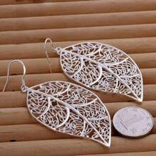 Orecchini in argento sterling 925 di alta qualità, gioielli con ciondoli adorabili a forma di foglia, adatti per donne e spose, gioielli di moda