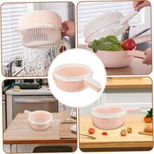 Double Layer Plastic Fruit Strainer With Handles Versatile Rice Wash Drain Basket For Vegetables Kitchen Utensils For Easy Washing Food Preparation