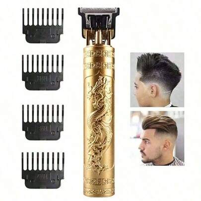 1 件装 320mAh 男士充电式电动理发器，ABS 材质，龙凤图案雕刻，无线，便携，适合家庭/旅行使用，专业沙龙级