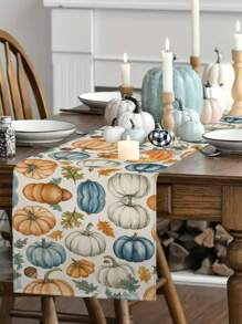 1pc Thanksgiving Tabletop Decoration Flag, Autumn Harvest Linen Tablecloth, Plaid Pumpkin Table Runner, Maple Leaf Table Runner, 1pc Table Runner, 4pcs Placemats, 1pc Cushion Cover, 3 Products To Choose From, Seasonal Home Decor For Indoor And Outdoor Party, Autumn Decoration, Thanksgiving Decoration, Room Decor