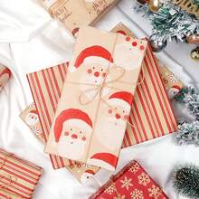 1pc 300x43cm Christmas Gift Wrapping Paper With Reindeer, Santa Claus, Christmas Tree Patterns, Gift Packaging Decoration Paper - Multicolor - View 5