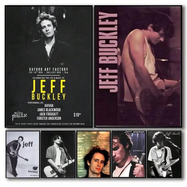 1 pieza Póster de arte de pared con opción de marco Jeff Buckley Singh Póster sin marco Poster Kraft Club Bar Papel Póster vintage Pintura de arte de pared Dormitorio Estudio Pop