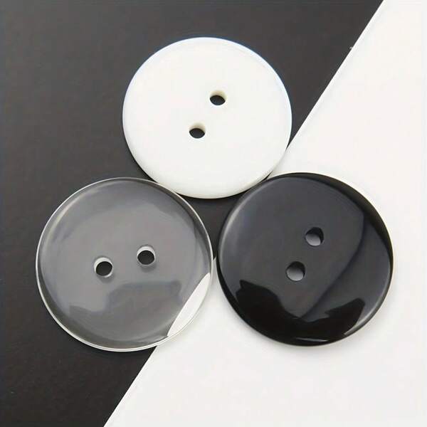 100pcs Plastic Resin Buttons Sewing Buttons Scrapbooking Buttons Decorative Buttons 2-Hole Buttons For Crafts Arts & Crafts Supplies Clothes Buttons Sewing & Knitting Supplies. (Color: Black, White, Transparent)