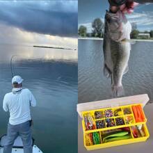 OPQ 72/115/175/369pcs Fishing Lures Kit, Tackle Box Including Animated Lure,Crankbaits,Spinnerbaits,Soft Plastic Worms, Topwater Lures,Hooks,Saltwater & Freshwater Fishing Gear For Bass,Trout, Salmon.