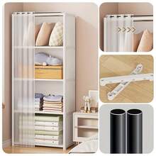 1 件便携式衣柜，卧室家用易组装布衣柜收纳柜，材质：不锈钢管 + 无纺布 + 塑料 - 彩色 - 查看 6