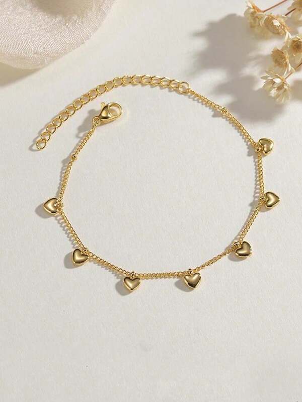 1pc Stainless Steel Heart Shaped Delicate Bracelet, Versatile & Elegant Jewelry Accessory For Women