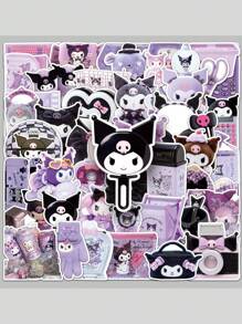 Sanrio 50 piezas de etiquetas engomadas del cuaderno de Sanrio Kulomi para maleta, etiquetas engomadas creativas impermeables para uso diario, decoración de artículos, disfraces festivos, regalos de fiesta