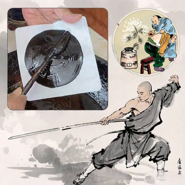 Timbre aux herbes de Shaolin Temple pour les genoux - Réutilisable 2 à 4 fois, Formule aux herbes chinoises traditionnelles, Gel doux pour les épaules, le dos, les jambes, les genoux, la taille