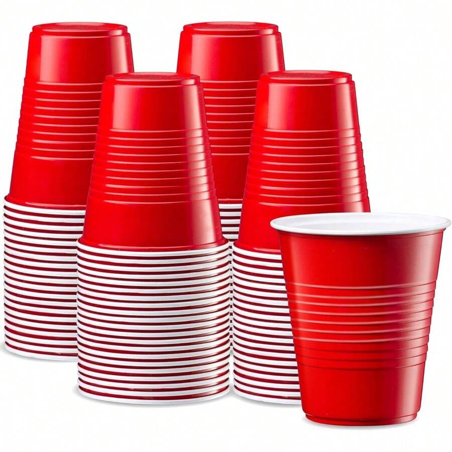 Comfy Package [12 Oz. - 40 Count Plastic Party Cups Disposable - Assorted Colors Drinking Cups For Party, Events, And Everyday Use - Red - View 1