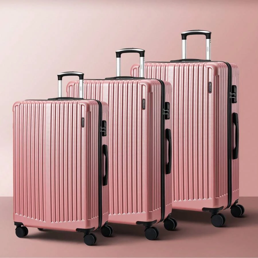 SUN YEE Mazam 3PCS Luggage Suitcase Trolley Set Travel TSA Lock Storage ABS Case Pink