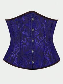 Vintage Jacquard Lace-Up Back Fishbone Corset Bustier Top, Fashionable Outerwear Waist Cincher Bodysuit, New Year Party, Valentine's Day, Holiday Tops, St. Patrick's Day Outfit, Halloween Costume